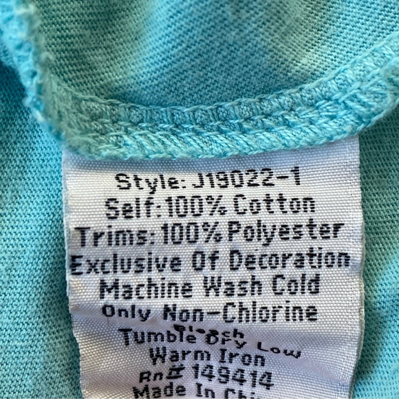 Johnny Was Zoe Relaxed Embroidered Short Sleeve Tee Shirt Blue Green Size L - Picture 15 of 16